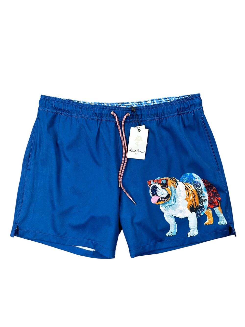 Robert Graham Bulldog Swim Trunks True Blue — Size XL